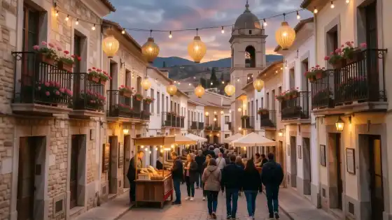 Feria del Rosario de Fuengirola con casetas, farolillos y luces