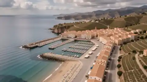 Vista aérea de Fuengirola con la playa, el puerto y el paseo marítimo